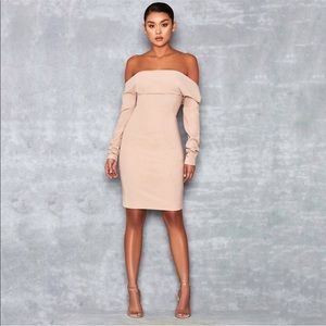 Mistress Rocks Amatory Off the Shoulder Dress in Nude Size XS
